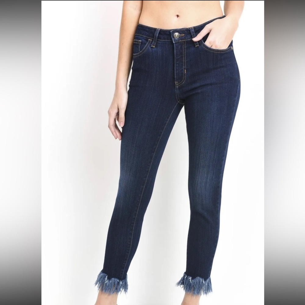 Just Black Denim Fringe Bottom Jeans Size 26